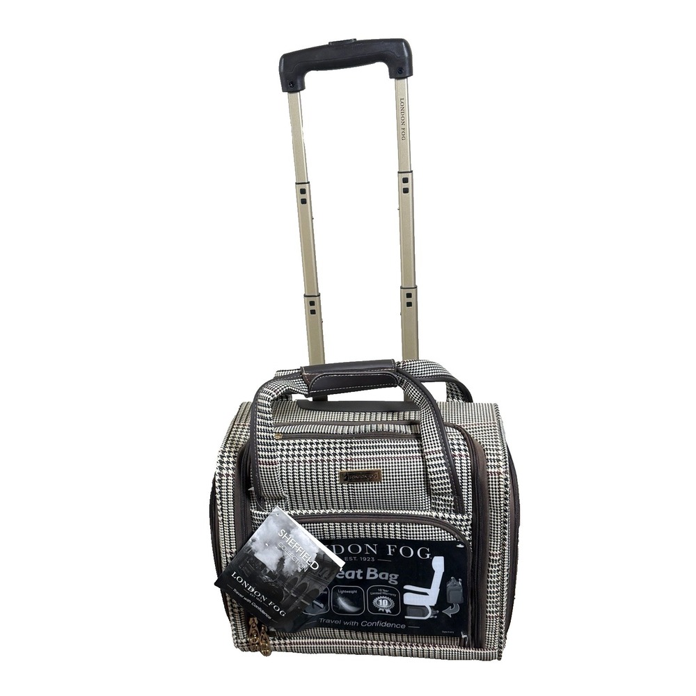 London Fog Under the Seat Carryon Sheffield Roller Bag Black 15IN Small Suitcase - Picture 2 of 16